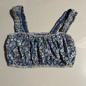 American Eagle Outfitters Blue Floral Crop Top